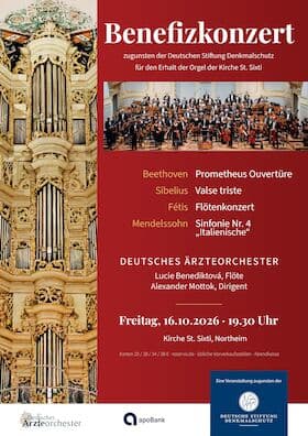 Benefizkonzert - zugunsten der Deutschen Stiftung Denkmalschutz für den Erhalt der Orgel der Kirche St. Sixti