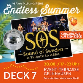 Afterwork mit Livekonzert am Abend von 17Uhr bis 19Uhr get together - Sound of Sweden - A Tribute to ABBA meets Summertime auf dem Deck 7