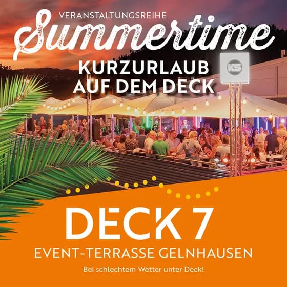 Afterwork mit Livekonzert am Abend von 17Uhr bis 19Uhr get together - Little River EAGLES meets Summertime auf dem Deck 7